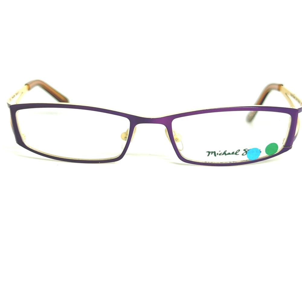 Michael Stars Illusion Eyeglasses Violet Creme Purple Gold 54-17-140 Rectangular